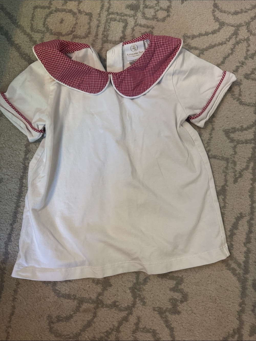 Lullaby Set White Top with Red Gingham Collar